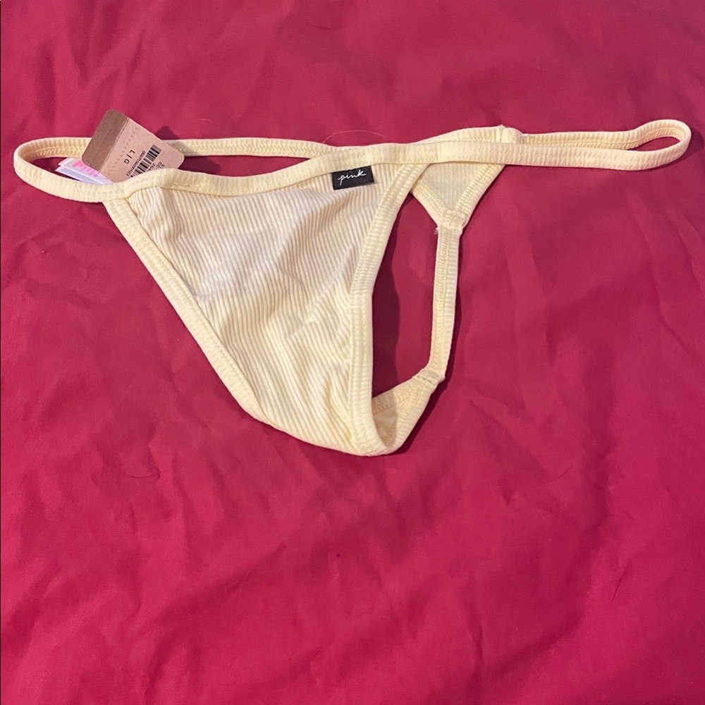 PINK Victoria's Secret Yellow Ribbed Panties thongs string